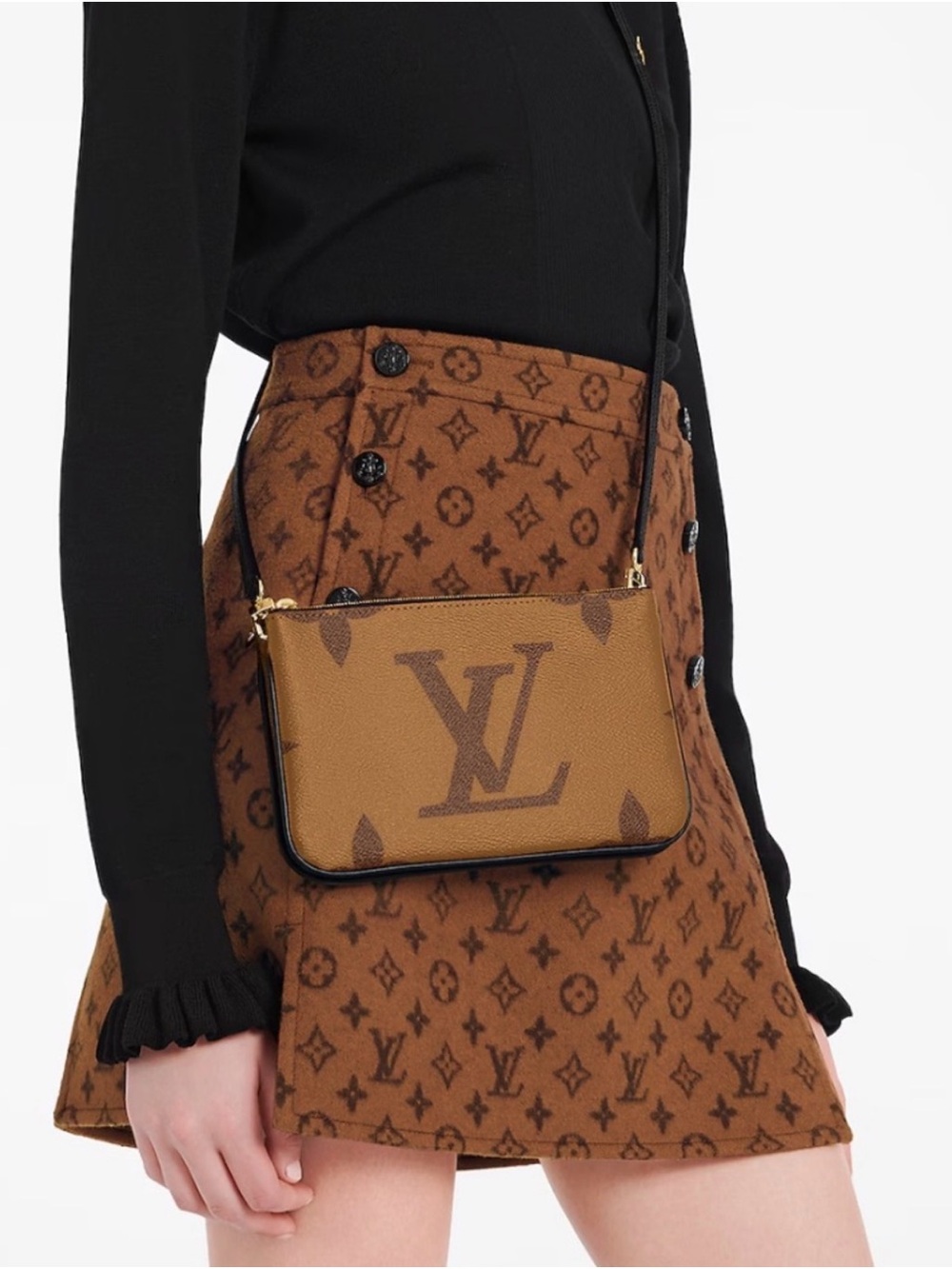Louis Vuitton Double Zip Pochette Reverse Monogram Giant Crossbody Box Dust Bag - Picture 1 of 16